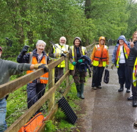 Volunteers at Dodham Brook, Yeovil Country Park
