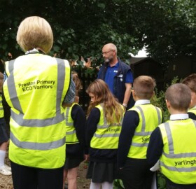 YRCT Chair, Lorne Thomson with pupils from Preston Primary Eco club
