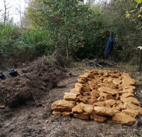 Hibernaculum being built at Alvington Pond, Brympton