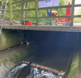 Tanyward Way culvert with chestnut baffles