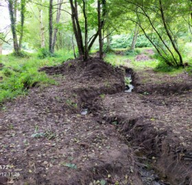 New meandering channel & backwaters created at Lyons Gate Farm as part of Natural Flood Management implentations