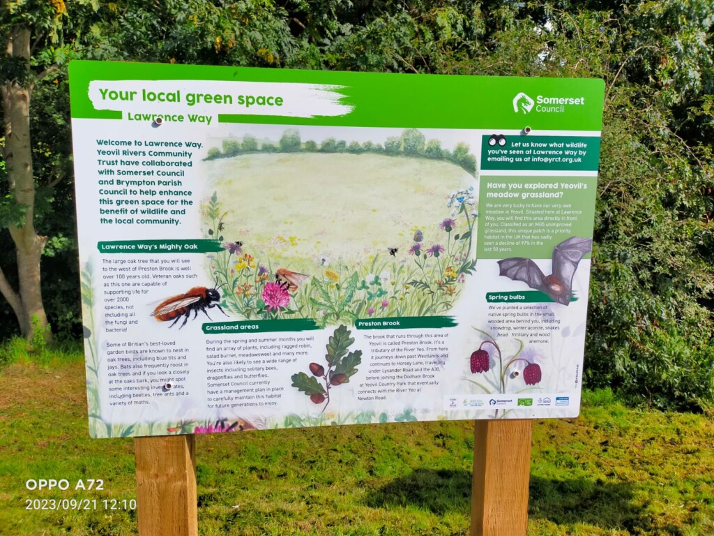 New interpreation board installed at Lawrence Way Grassland, in the Brympton Parish of Yeovil