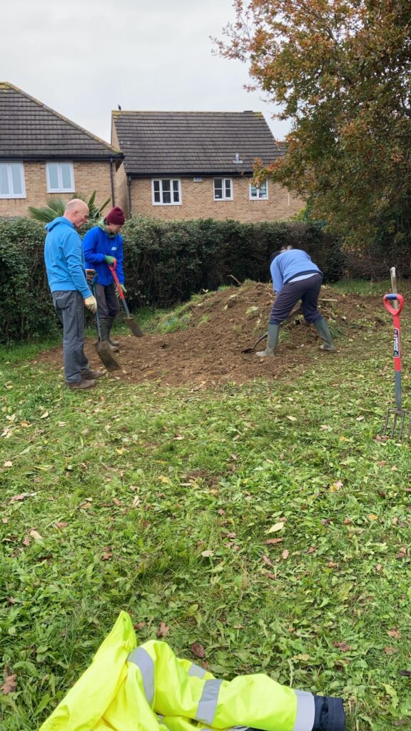 Building a hibernaculum with volunteers at Abbey Manor Park