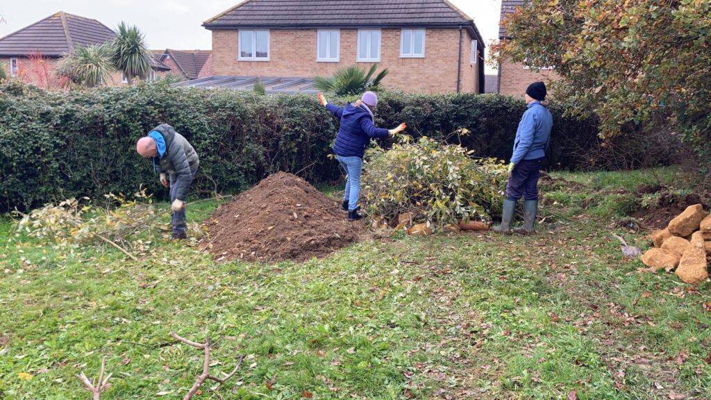 Building a hibernaculum with volunteers at Abbey Manor Park
